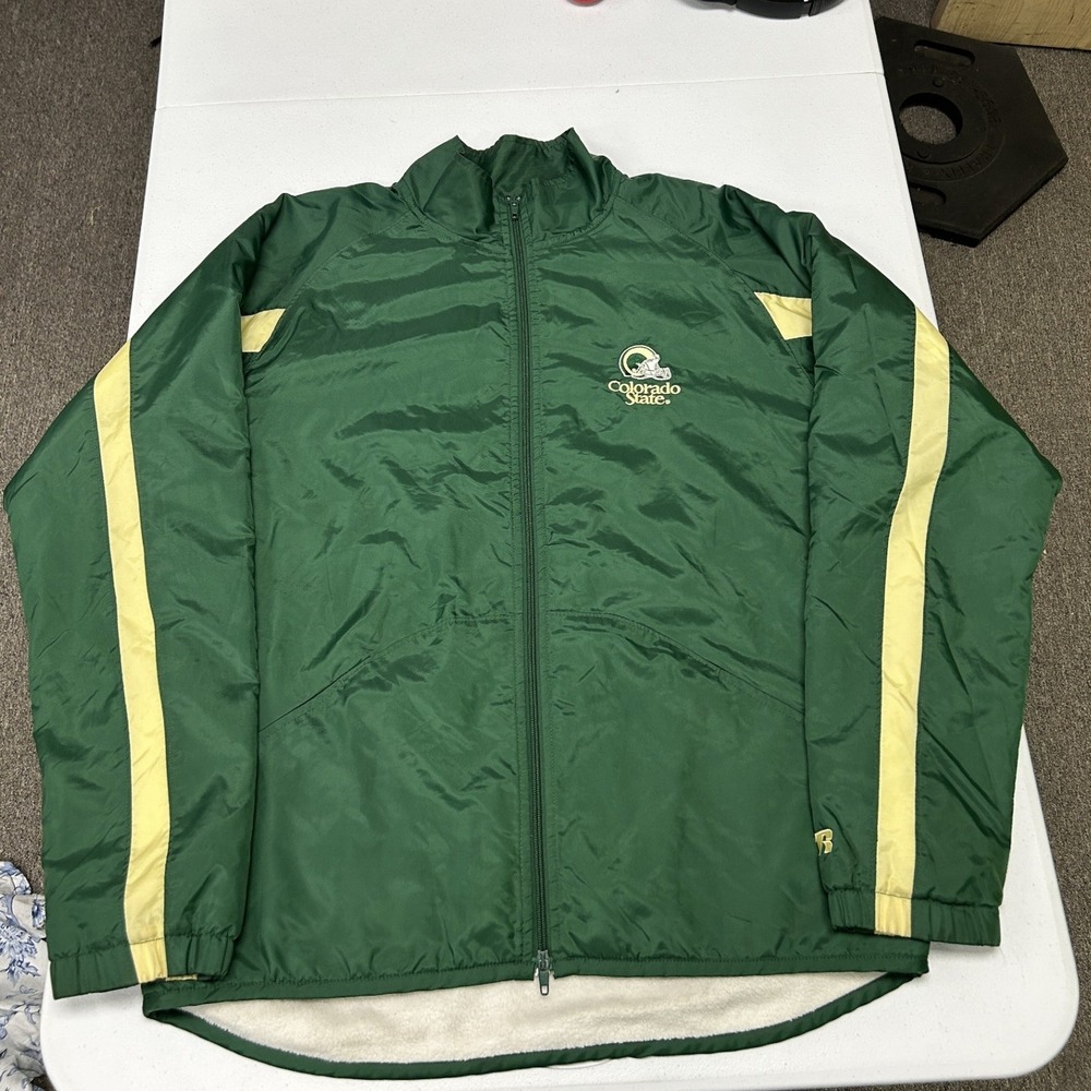 Russell Athletic Jacket Mens Medium Green Colorado State Football Fleece Lined